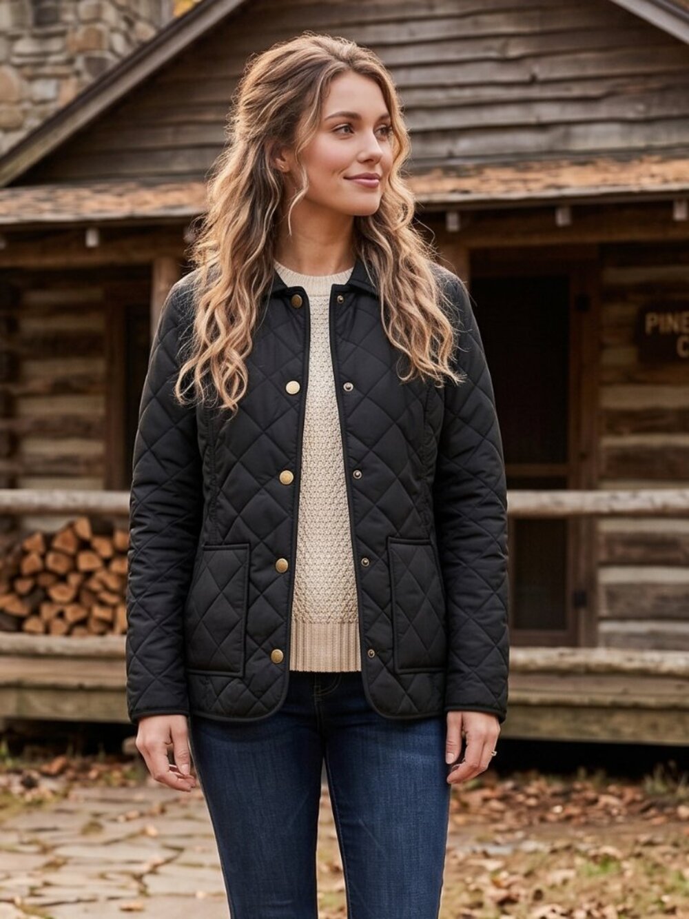 J. Jill Womens Black Quilted Jacket XS Snap Front Classy Equestrian‎ Preppy
